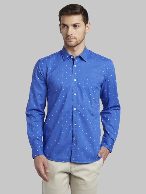 

Parx Men Blue Slim Fit Printed Casual Shirt