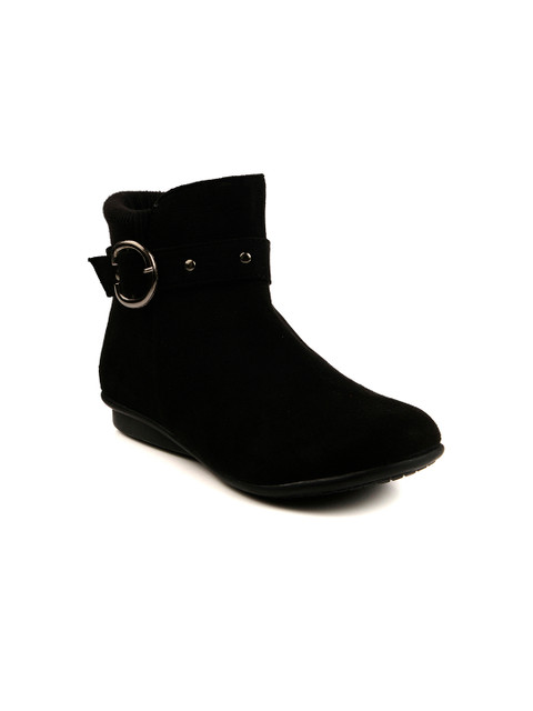 

Bruno Manetti Women Black Suede Flat Boots
