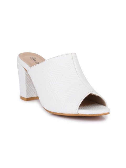 

Bruno Manetti Women White Printed Peep Toes