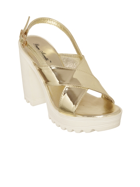 

Bruno Manetti Women Gold-Toned Solid Sandals