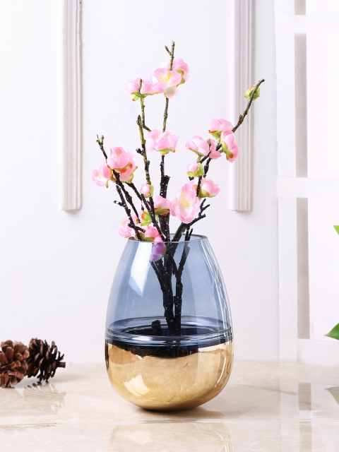 

TAYHAA Blue & Gold-Toned Glass Flower Vase