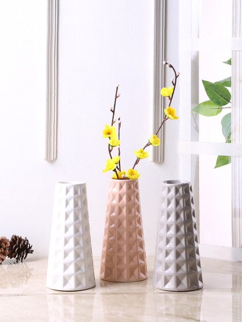 

TAYHAA Set of 3 Multicoloured Ceramic Flower Vases, Multi