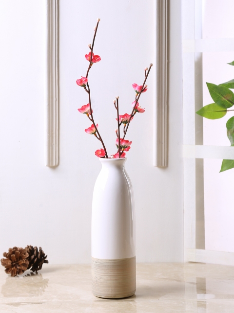 

TAYHAA White & Beige Ceramic Flower Vase