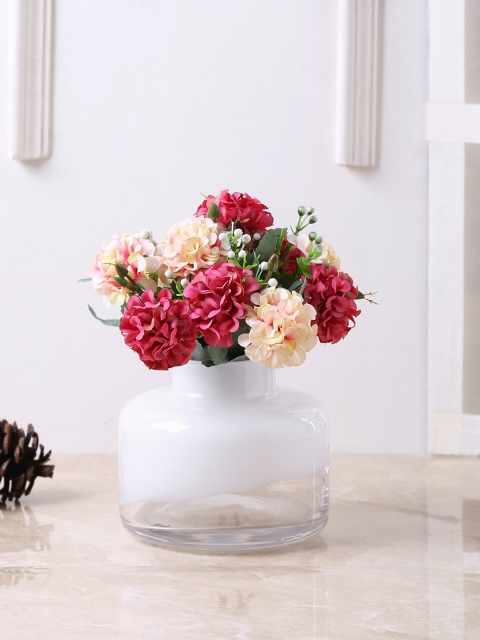 

TAYHAA White & Transparent Glass Flower Vase