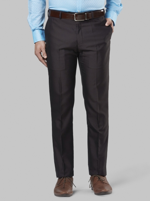 

Raymond Men Brown Slim Fit Self Design Formal Trousers