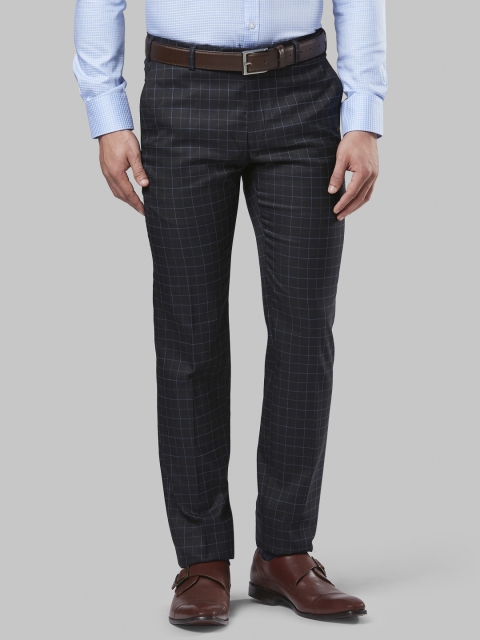 

Raymond Men Black Slim Fit Checked Formal Trousers