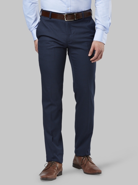 

Raymond Men Blue Slim Fit Checked Formal Trousers