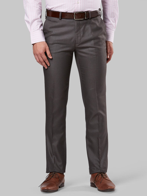 

Raymond Men Brown Slim Fit Checked Formal Trousers