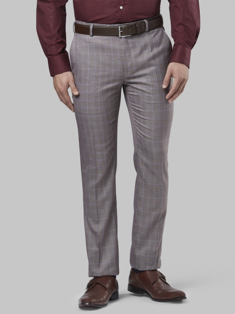

Raymond Men Brown Slim Fit Checked Formal Trousers