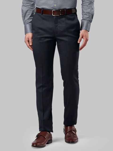 

Raymond Men Blue Slim Fit Solid Formal Trousers