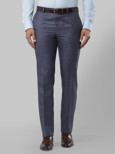 

Raymond Men Blue Slim Fit Solid Formal Trousers
