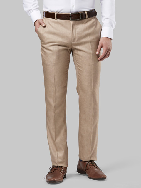 

Raymond Men Brown Slim Fit Self Design Formal Trousers