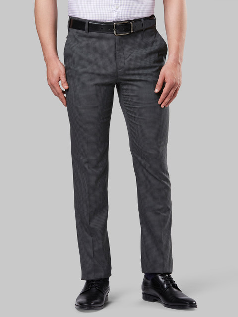 

Raymond Men Grey Slim Fit Checked Formal Trousers