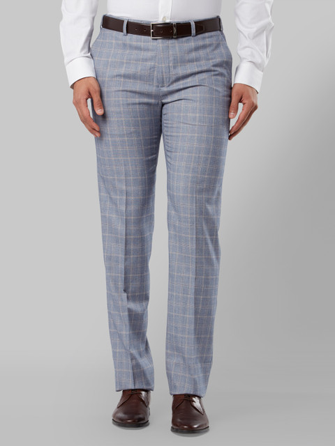 

Raymond Men Blue Regular Fit Checked Formal Trousers