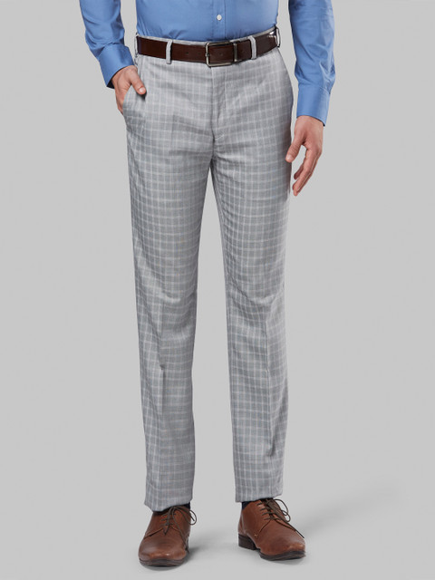 

Raymond Men Grey Regular Fit Checked Formal Trousers
