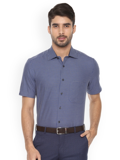 

Louis Philippe Men Blue & Grey Regular Fit Checked Formal Shirt