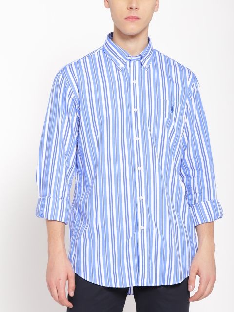 

Polo Ralph Lauren Men White & Blue Regular Fit Striped Casual Shirt