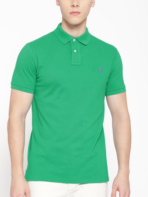 

Polo Ralph Lauren Men Green Solid Polo Collar T-shirt