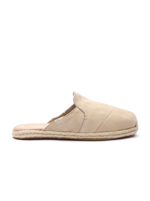 

TOMS Women Beige Solid Leather Espadrilles Mules