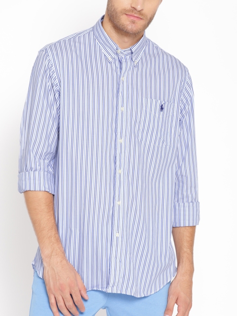 

Polo Ralph Lauren Men White & Blue Regular Fit Striped Casual Shirt