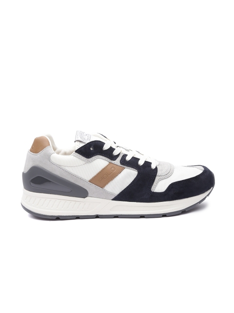 

Polo Ralph Lauren Men Off-White & Navy Blue Suede Colourblocked Sneakers