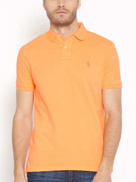 

Polo Ralph Lauren Men Orange Solid Polo Collar T-shirt