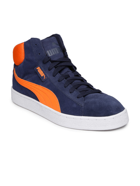 

PUMA Unisex Navy & Orange 1948 Mid Casual Shoes, Navy blue