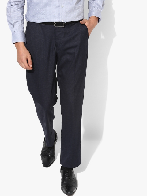 

Peter England Men Navy Blue Regular Fit Solid Formal Trousers