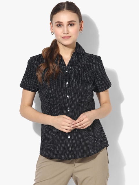 

Park Avenue Women Black & White Regular Fit Printed Casual Shirt