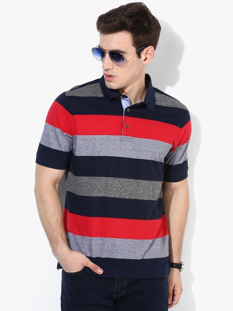 

Marks & Spencer Men Black & Red Striped Polo Collar T-shirt