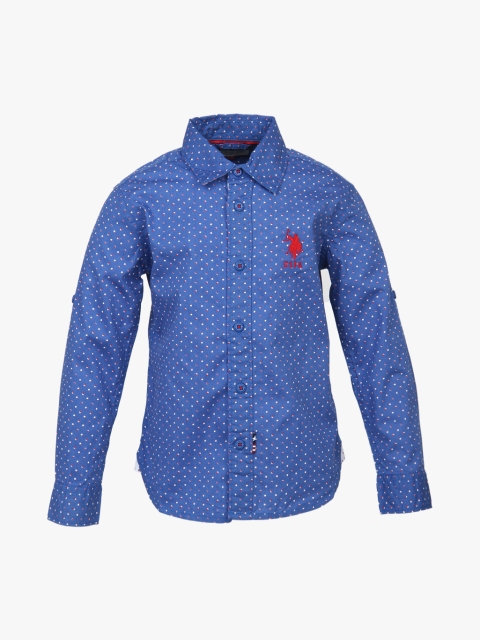 

U.S. Polo Assn. Kids Boys Blue Regular Fit Printed Casual Shirt