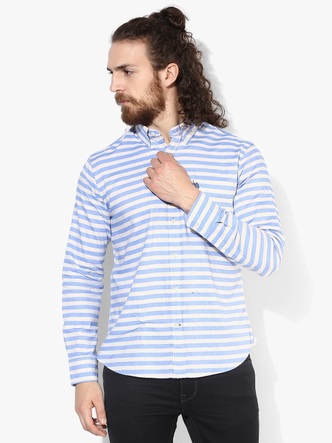 

U.S. Polo Assn. Men Blue & White Regular Fit Striped Casual Shirt