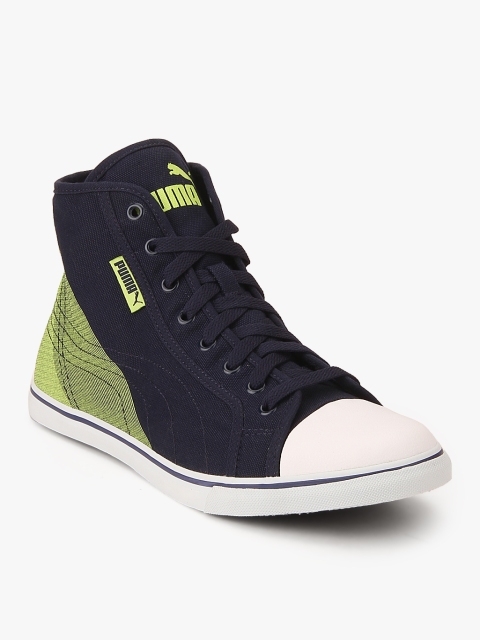

Puma Unisex Navy Blue Colourblocked Canvas Mid-Top Sneakers