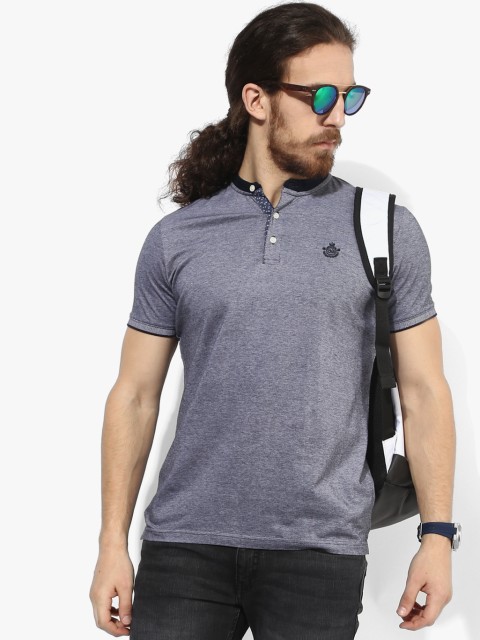 

Grey Solid Slim Fit Henley T-Shirt