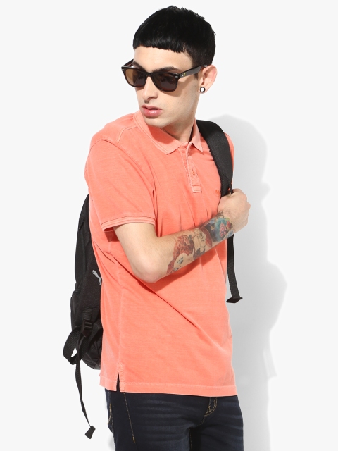 

Peach Solid Regular Fit Polo T-Shirt