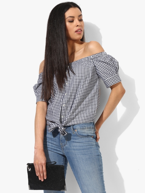 

Navy Blue Checked Blouse