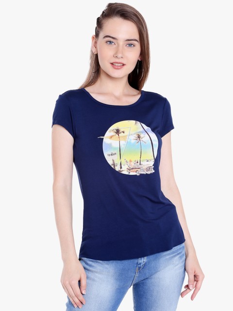 

SPYKAR Navy Blue Printed T Shirt