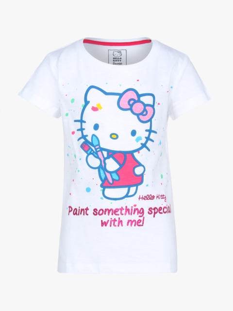 

Kids Ville Girls White Hello Kitty Printed T-Shirt