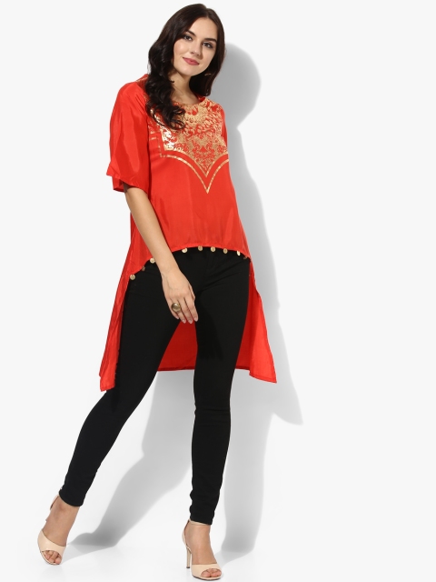 

AKKRITI BY PANTALOONS Red Printed Tunic