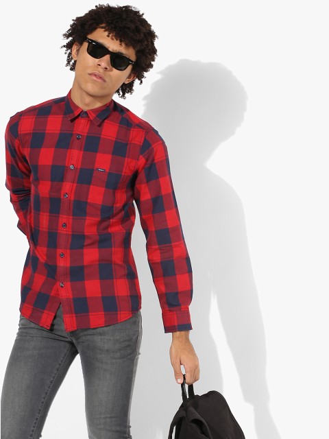 

Pepe Jeans Men Red Checked Slim Fit Casual Shirt