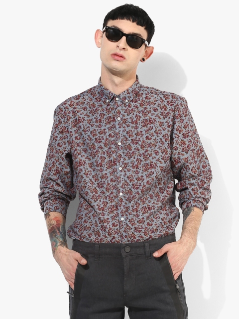 

Maroon Printed Slim Fit Casual Shirt