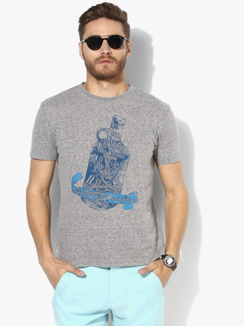 

Grey Printed Regular Fit Round Neck T-Shirt