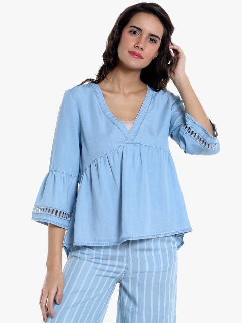 

Vero Moda Women Blue Solid A-line Top