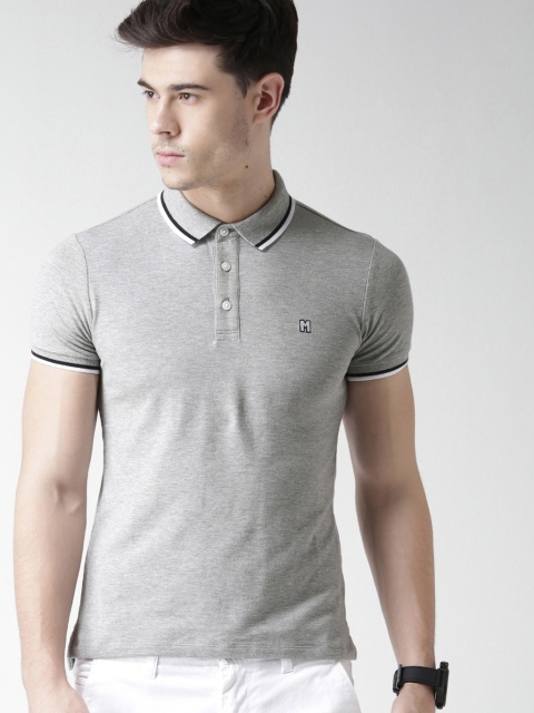 

Metersbonwe Men Grey Solid Polo Collar T-shirt