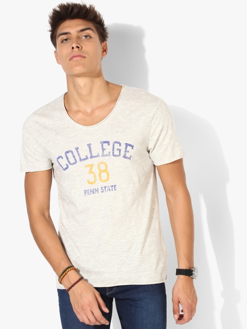 

Off White Printed Regular Fit Round Neck T-Shirt
