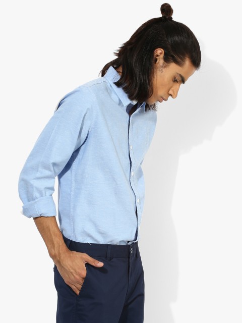 

Navy Blue Textured Regular Fit Casual Shirt