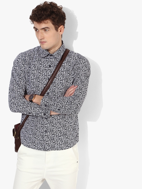 

Nautica Men Navy Blue & White Slim Fit Printed Casual Shirt