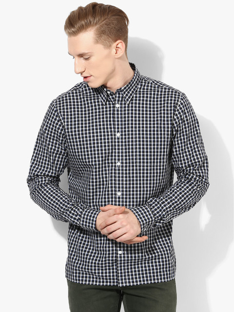 

Black Checked Slim Fit Casual Shirt