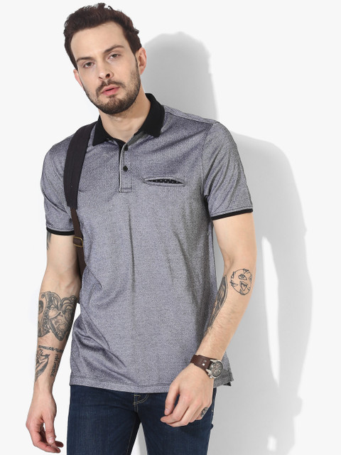 

Grey Textured Slim Fit Polo T-Shirt