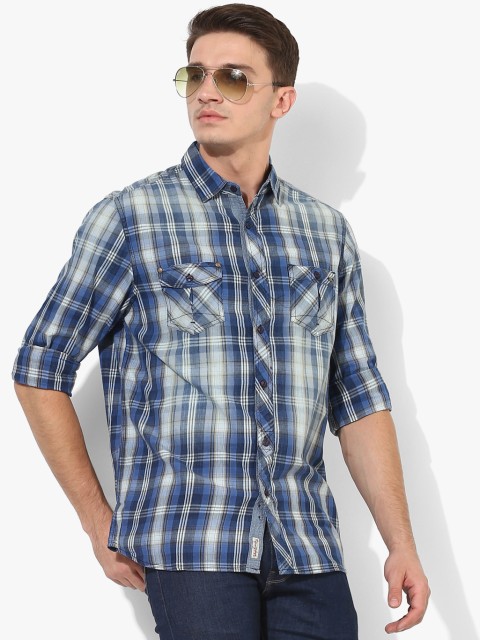 

Blue Checked Regular Fit Casual Shirt